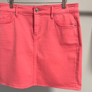 Tommy Bahama Bright Coral Pink Denim Mini Skirt